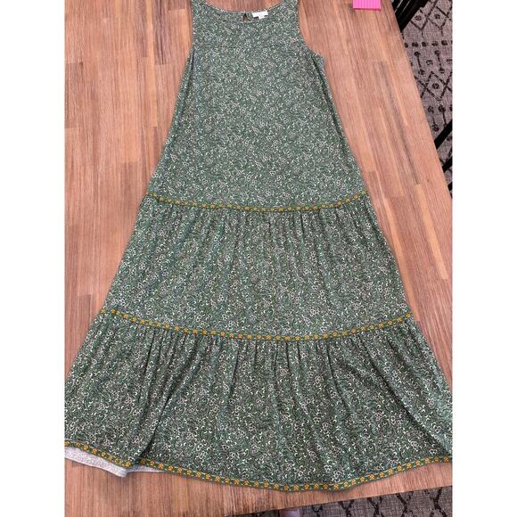 J. Jill Floral Print Green Maxi Dress - Size Small petite - Peasant, Bohemian - Picture 2 of 12